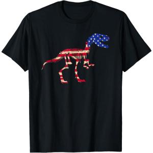 imagedinosaur skeleton flag TShirtBlack