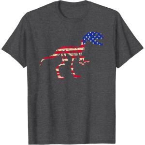 imagedinosaur skeleton flag TShirtDark Heather Grey