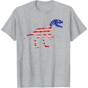 imagedinosaur skeleton flag TShirtHeather Grey