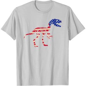 imagedinosaur skeleton flag TShirtSilver Grey