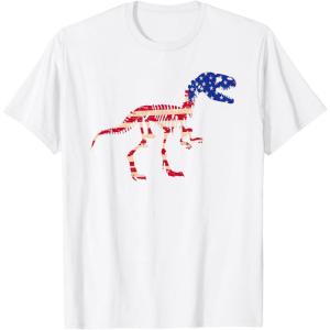 imagedinosaur skeleton flag TShirtWhite