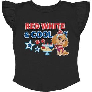 imageTstars Mighty Pup Skye Birthday Girl Shirt Paw Patrol Toddler Kids Girls 3rd 4th Ruffle Sleeve TShirt4th of July  Black