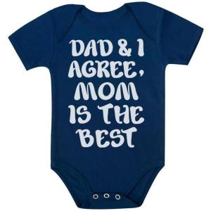 imageTstars Mom Is the Best Mothers Day Infant Bodysuit Gift for New from Baby Boy or Girl Newborn OutfitDad and I Agree  Navy