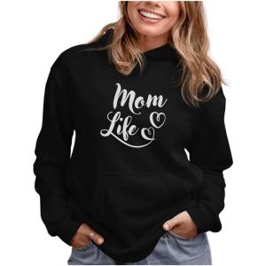 imageTstars Mom Life Hoodie Sweatshirt for Women Gifts for Moms Mothers Day HoodiesBlack