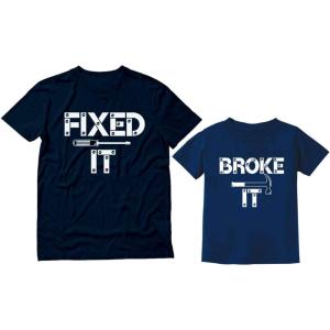 imageTstars Fixed It Broke It Funny Gifts for Dad Fathers Day Matching Father and Son Daughter Toddlers Kids Shirt SetDad Navy  Toddler Navy