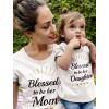imageTstars Blessed Mom and Daughter Matching Shirts Set Gifts for Moms Toddler Kids Girls Mothers Day Mommy ampamp Me OutfitsMom White  Daughter White