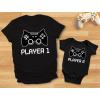 imageTstars Gamer Dad and Baby Matching Outfits Gifts for New Dads Player 1 ampamp Player 2 Funny Fathers Day Daddy and Me OutfitsDad Black  Baby Black