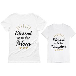 imageTstars Blessed Mom and Daughter Matching Shirts Set Gifts for Moms Toddler Kids Girls Mothers Day Mommy ampamp Me OutfitsMom White  Daughter White