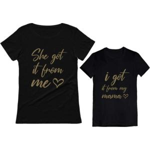 imageTstars Mommy and Me Shirts I Got It from My Mama Mother Daughter Matching OutfitsWomens Black  Girls Black