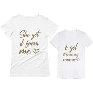 imageTstars Mommy and Me Shirts I Got It from My Mama Mother Daughter Matching OutfitsWomens White  Girls White