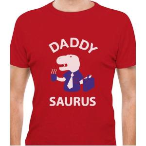 imageTstars Daddy Saurus Shirt Gift for Fathers T Rex Dad Funny TShirtRed