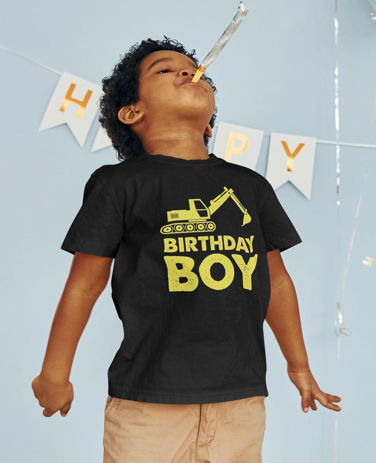 imageTstars Birthday Boy Shirt Tractor Construction Party Toddler ampamp Youth Boys Kids TShirtBlack