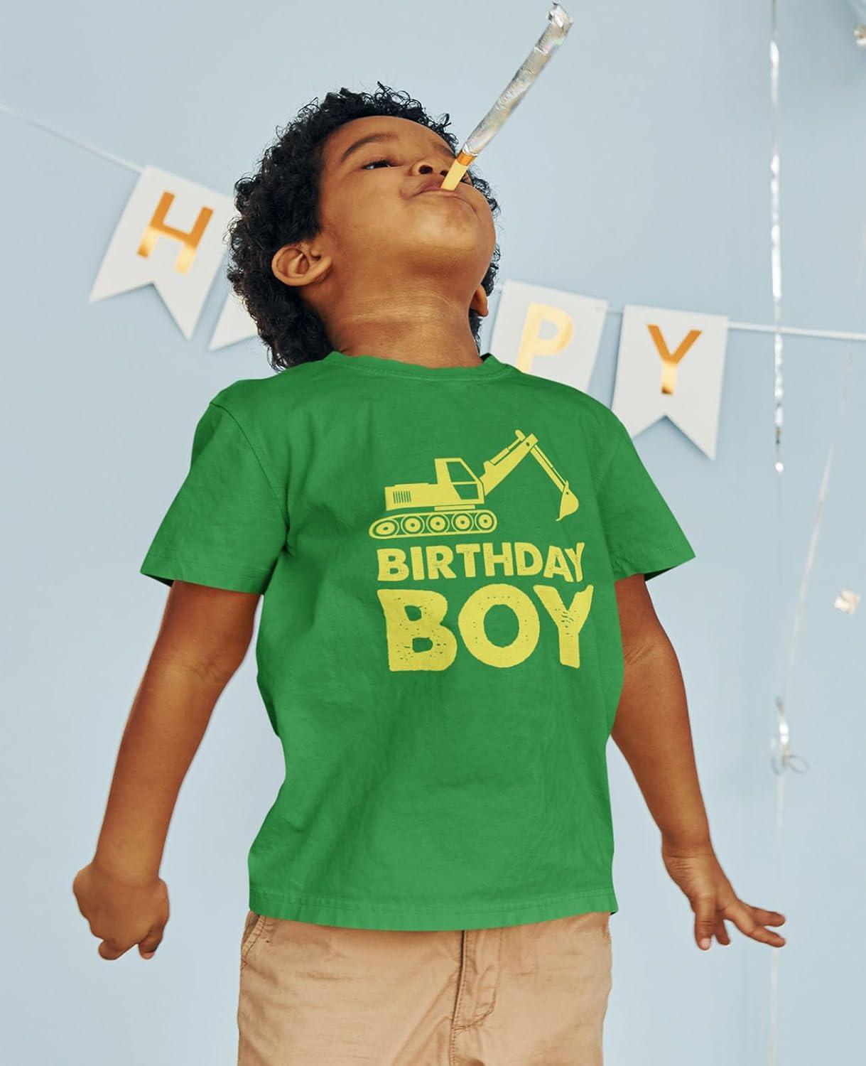 imageTstars Birthday Boy Shirt Tractor Construction Party Toddler ampamp Youth Boys Kids TShirtGreen