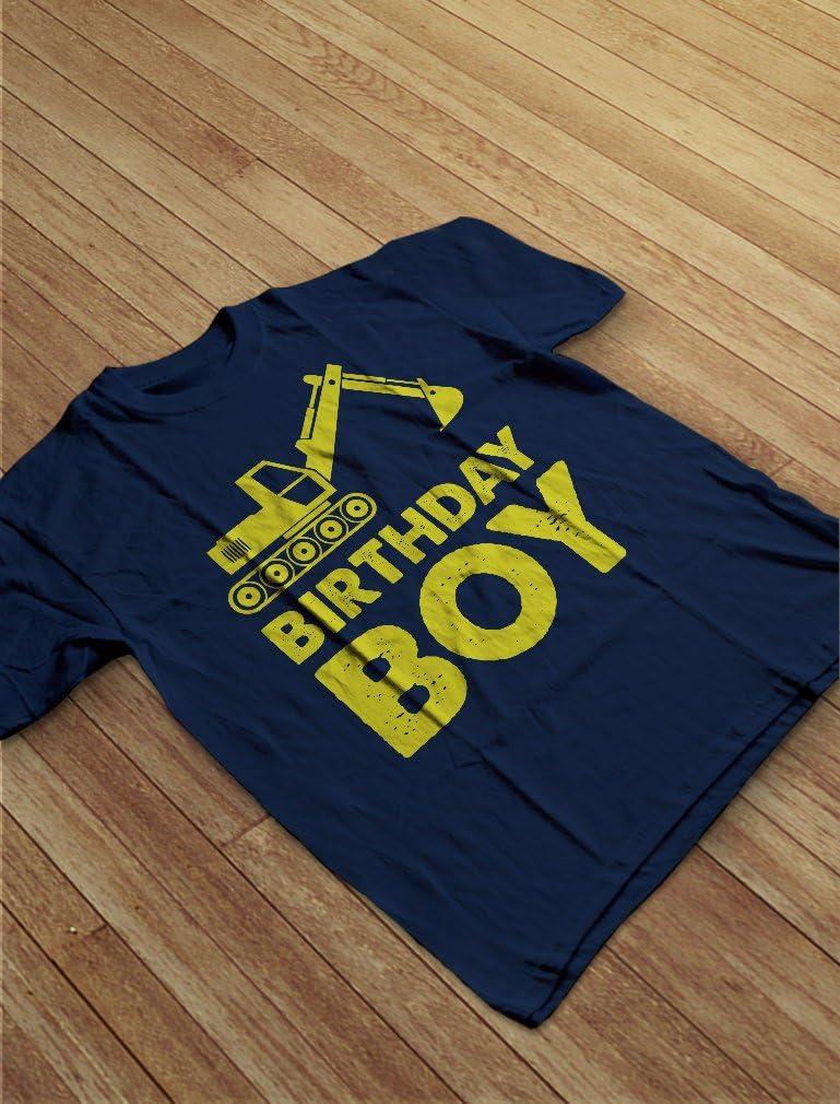 imageTstars Birthday Boy Shirt Tractor Construction Party Toddler ampamp Youth Boys Kids TShirtNavy