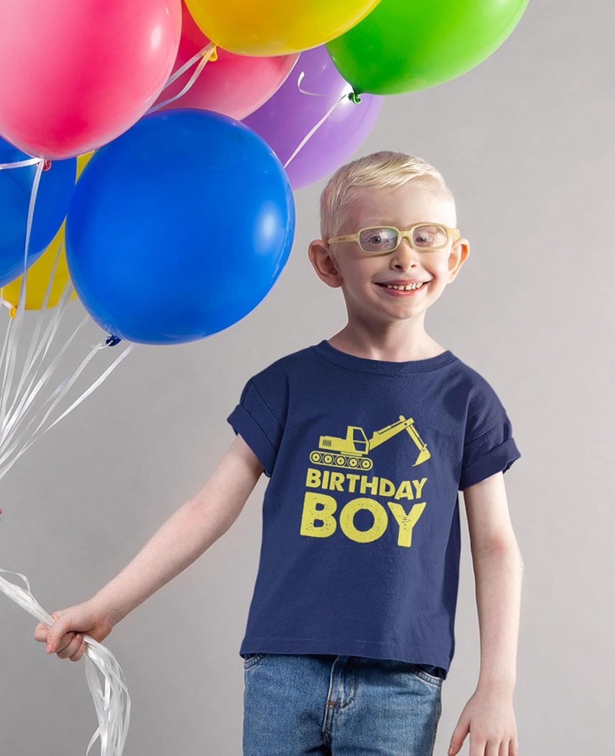 imageTstars Birthday Boy Shirt Tractor Construction Party Toddler ampamp Youth Boys Kids TShirtNavy