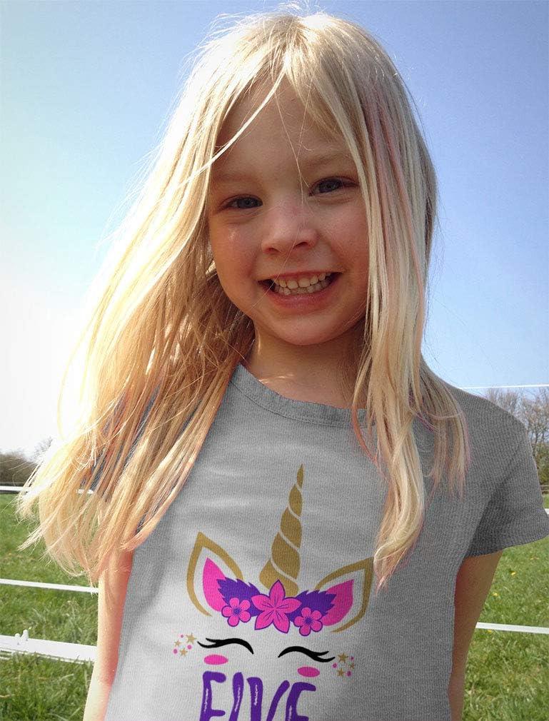 imageTstars Gift for 5 Year Old Girl Unicorn 5th Birthday Infant Girls Fitted TShirtWhite