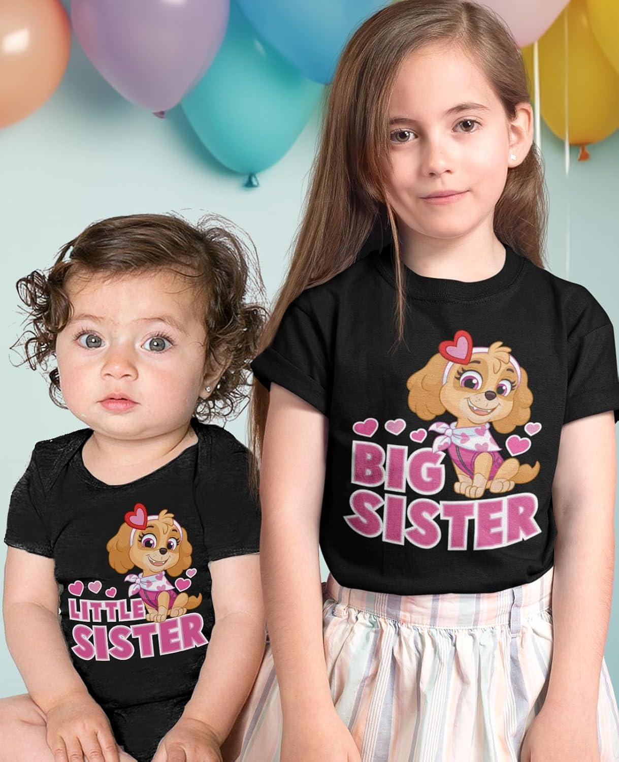 imageTstars Paw Patrol Skye Big Sister Little Sister Matching Outfits Girls Sibling ShirtsKid Black  Baby Black
