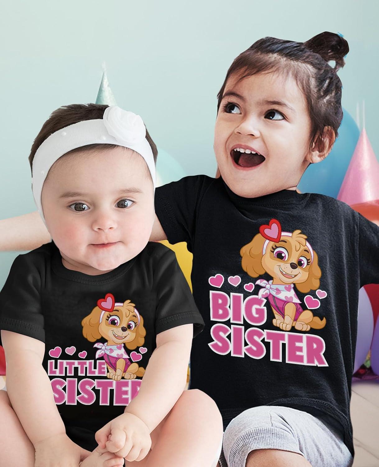 imageTstars Paw Patrol Skye Big Sister Little Sister Matching Outfits Girls Sibling ShirtsKid Black  Baby Black