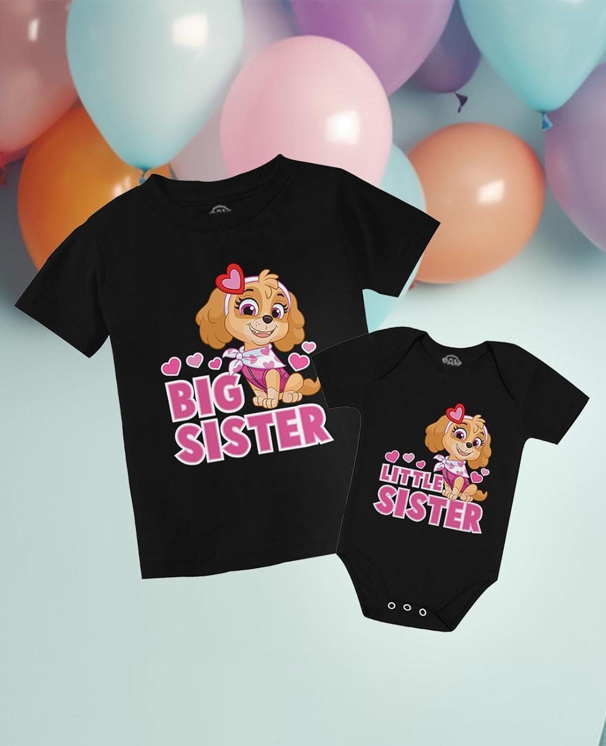 imageTstars Paw Patrol Skye Big Sister Little Sister Matching Outfits Girls Sibling ShirtsKid Black  Baby Black