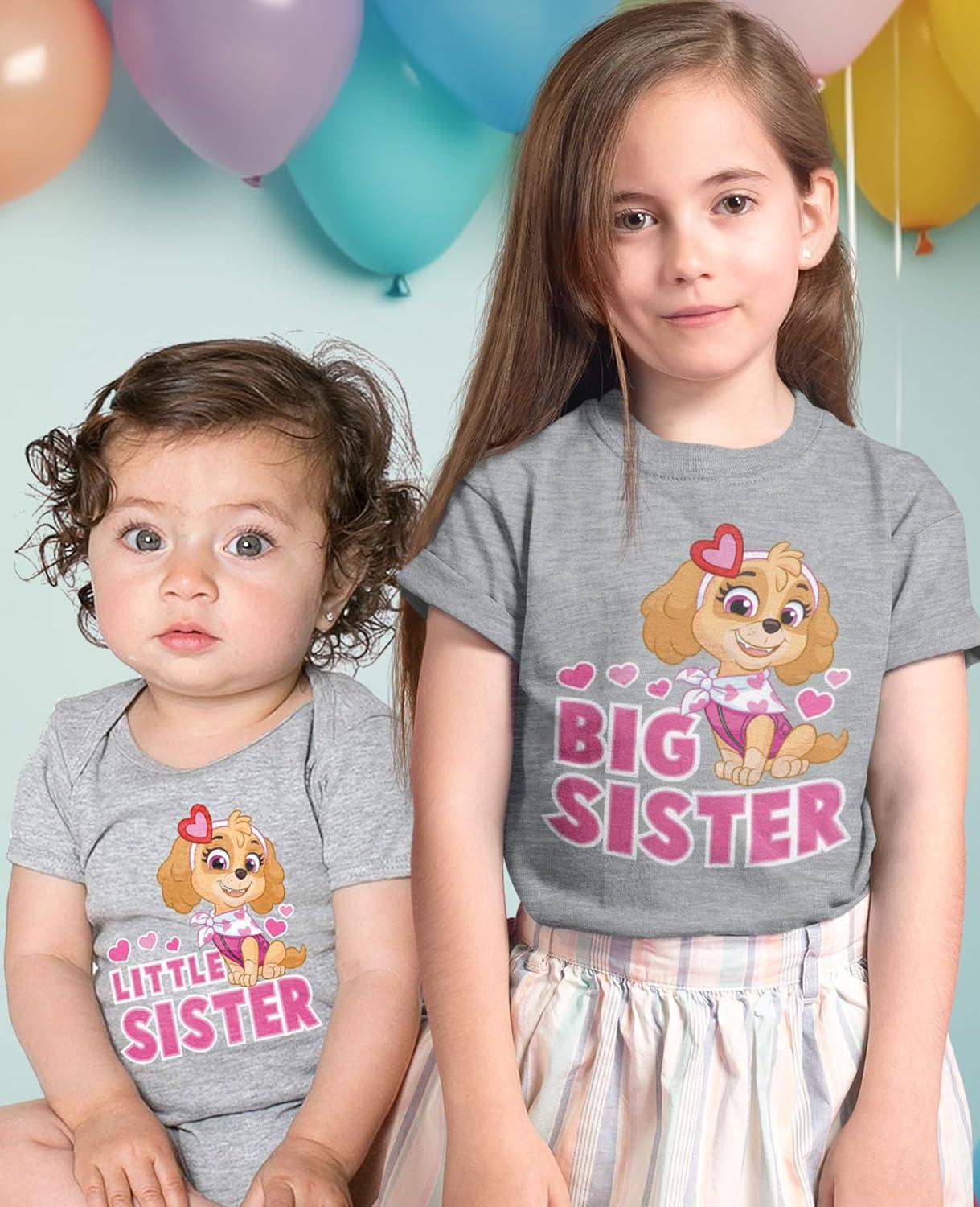 imageTstars Paw Patrol Skye Big Sister Little Sister Matching Outfits Girls Sibling ShirtsKid Gray  Baby Gray