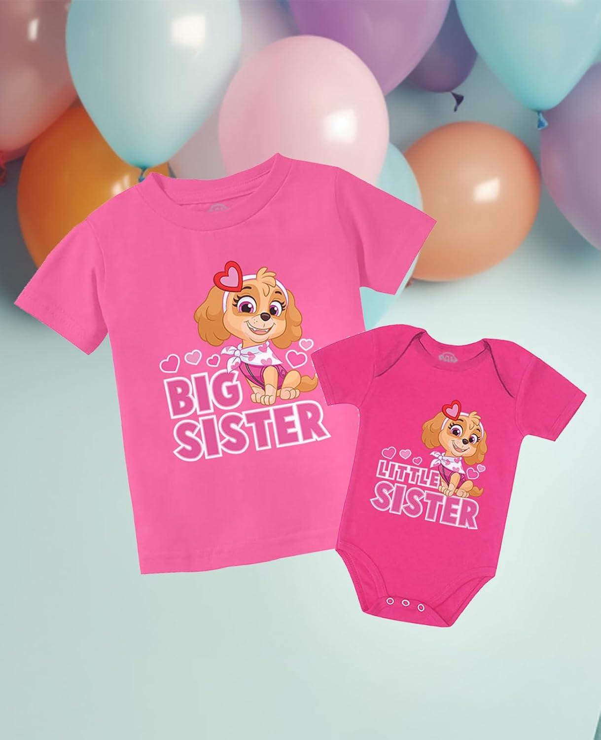 imageTstars Paw Patrol Skye Big Sister Little Sister Matching Outfits Girls Sibling ShirtsKid Pink  Baby Wow Pink