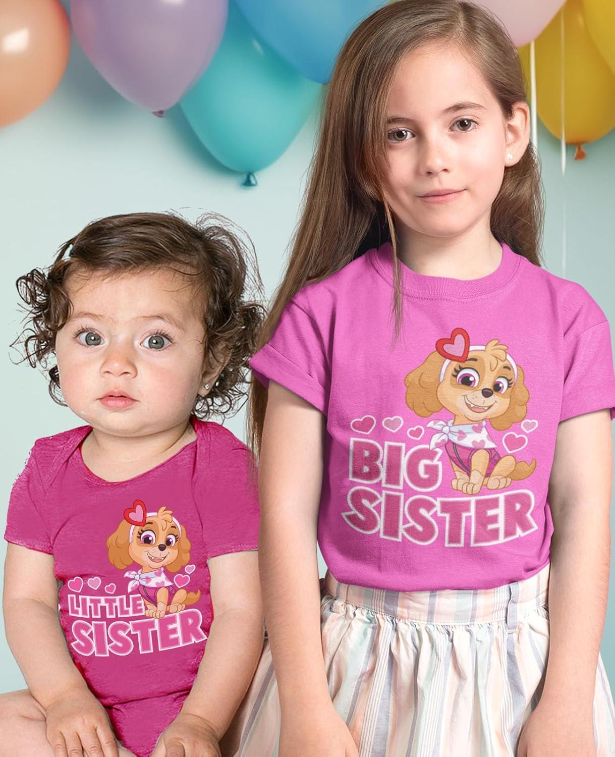 imageTstars Paw Patrol Skye Big Sister Little Sister Matching Outfits Girls Sibling ShirtsKid Pink  Baby Wow Pink