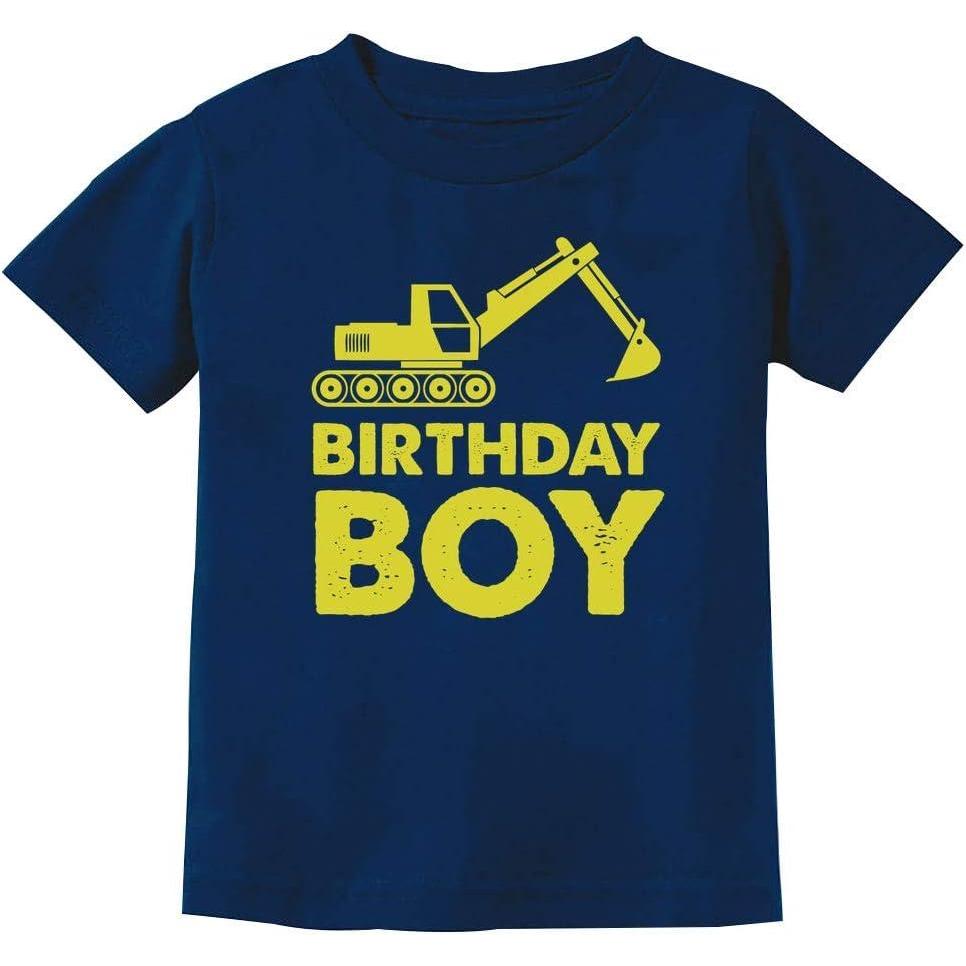 imageTstars Birthday Boy Shirt Tractor Construction Party Toddler ampamp Youth Boys Kids TShirtNavy