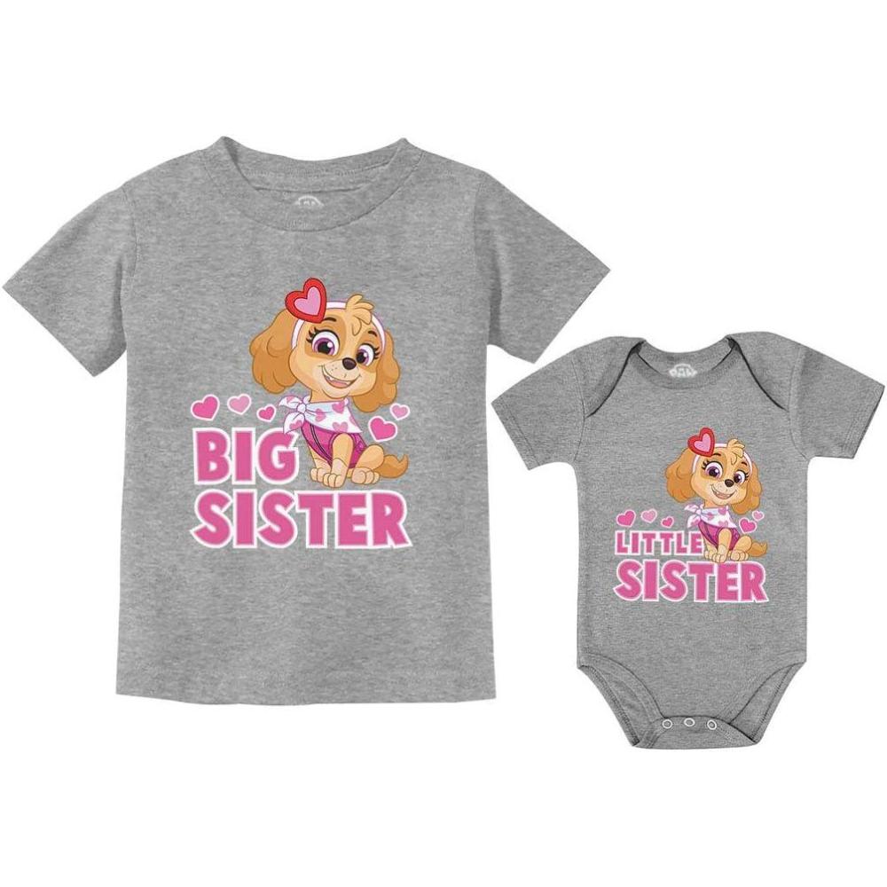 imageTstars Paw Patrol Skye Big Sister Little Sister Matching Outfits Girls Sibling ShirtsKid Gray  Baby Gray