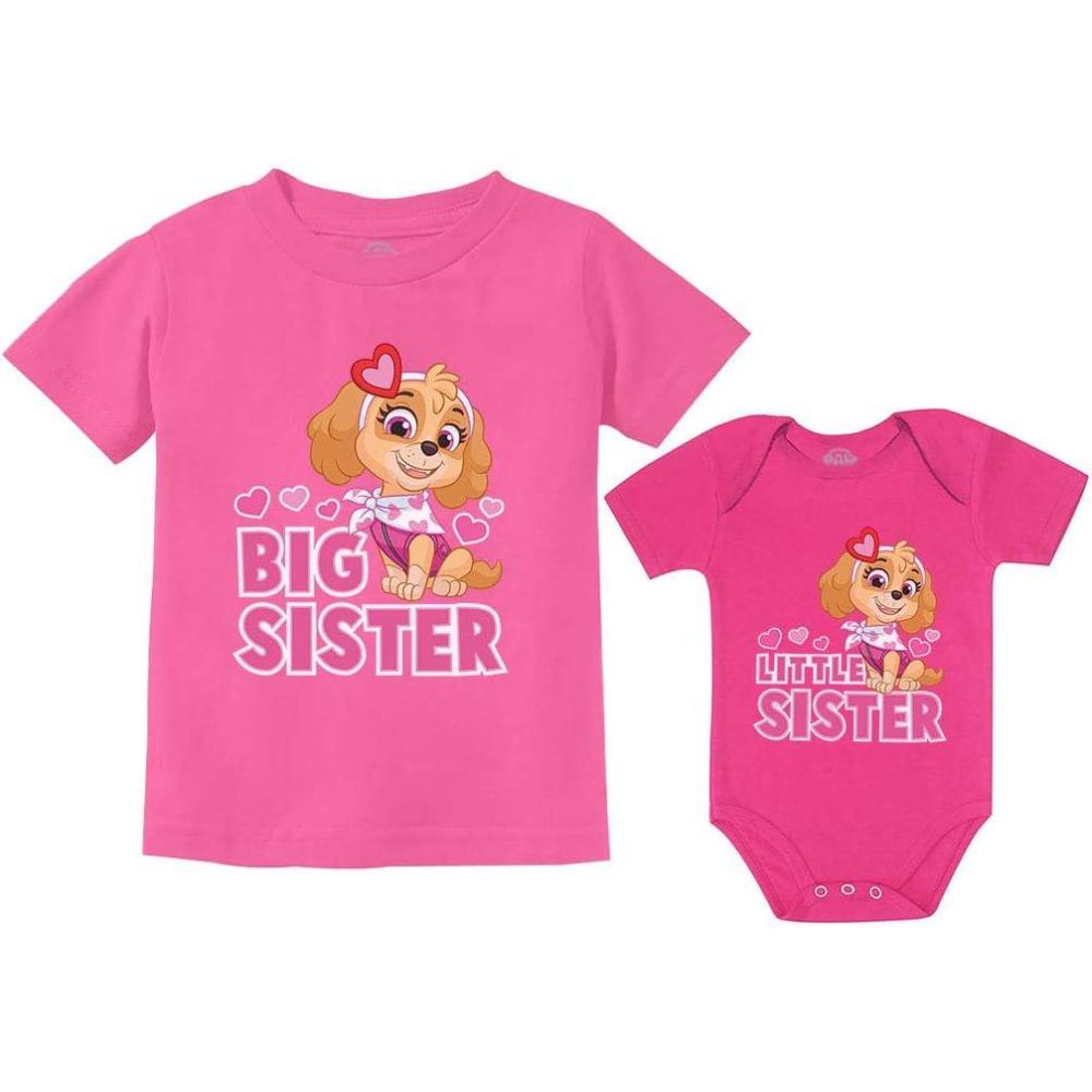 imageTstars Paw Patrol Skye Big Sister Little Sister Matching Outfits Girls Sibling ShirtsKid Pink  Baby Wow Pink