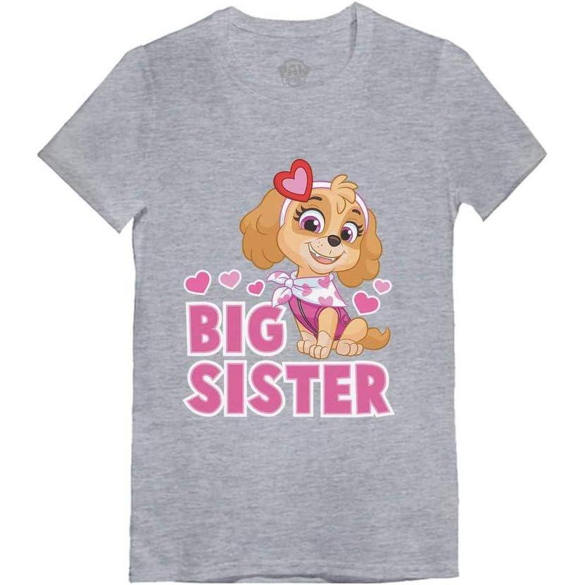imageTstars Paw Patrol Skye Big Sister Shirt Outfit Gift Toddler Kids Girls Fitted TShirtGray