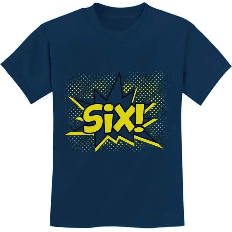 imageTstars Six 6th Birthday Shirt 6 Years Old Gifts Superhero Party Kids TShirtNavy