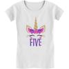 imageTstars Gift for 5 Year Old Girl Unicorn 5th Birthday Infant Girls Fitted TShirtWhite