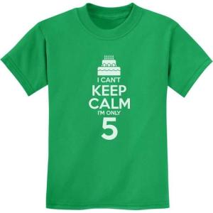 imageTeeStars  Birthday Cake  I Cant Keep Calm Im 5 Childrens Cute Kids TShirtGreen