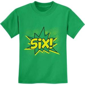imageTstars Six 6th Birthday Shirt 6 Years Old Gifts Superhero Party Kids TShirtGreen