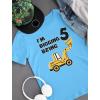 imageTstars 5 Years Old Gift 5th Birthday Bulldozer Construction Party Toddler Kids TShirtCalifornia Blue