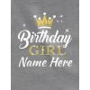 imageTstars Customized Birthday Girl Shirt Princess Crown Youth Kids Girls Fitted TShirtBlack