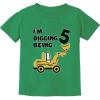 imageTstars 5 Years Old Gift 5th Birthday Bulldozer Construction Party Toddler Kids TShirtGreen
