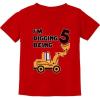 imageTstars 5 Years Old Gift 5th Birthday Bulldozer Construction Party Toddler Kids TShirtRed