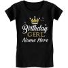 imageTstars Customized Birthday Girl Shirt Princess Crown Youth Kids Girls Fitted TShirtBlack