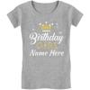imageTstars Customized Birthday Girl Shirt Princess Crown Youth Kids Girls Fitted TShirtGray