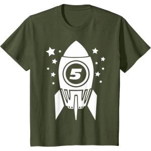 imageKids Gift for Five Year Old 5th Birthday Space Rocket TShirtOlive Green