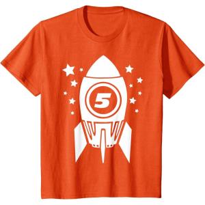 imageKids Gift for Five Year Old 5th Birthday Space Rocket TShirtOrange