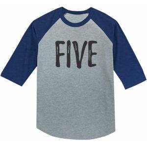 imageTstars 5th Birthday Gift for 5 Year Old Child 34 Sleeve Baseball Jersey Toddler ShirtBlue