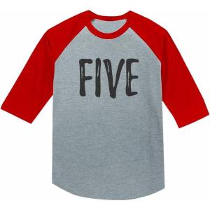 imageTstars 5th Birthday Gift for 5 Year Old Child 34 Sleeve Baseball Jersey Toddler ShirtRed