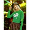 imageTstars St Patricks Day Shirt Women Teen Girls Faded Shamrock Clover Long Sleeve TShirtGreen