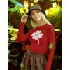 imageTstars St Patricks Day Shirt Women Teen Girls Faded Shamrock Clover Long Sleeve TShirtRed