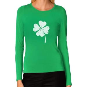 imageTstars St Patricks Day Shirt Women Teen Girls Faded Shamrock Clover Long Sleeve TShirtGreen