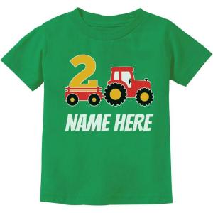 imageTstars Tractor Personalized 2nd Birthday Shirt Boy 2 Year Old Toddler Kids TShirtGreen