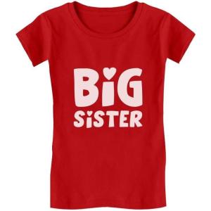imageTstars Big Sister Shirt Sibling Reveal Baby Announcement Kids Girls Fitted TShirtRed