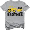 imageTstars Construction Tractor Big Brother Shirt Pregnancy Baby Announcement Gifts for Boys Sibling Toddler Kids TshirtGray